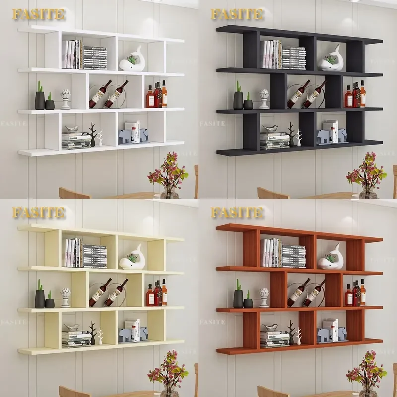 For Wall Mounted Wine Rack Creative Floating Shelf Modern Simple Bookshelf Storage Cabinet for Living Room Dining Room Home