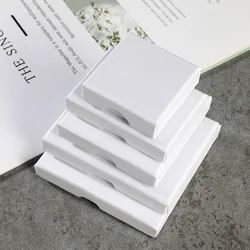 12Pcs 1.5CM Whtie Thin Small Kraft Paper Boxes For Earrings Necklace Bracelet Pendant Jewelry Packaging Boxes Gift Storage Case