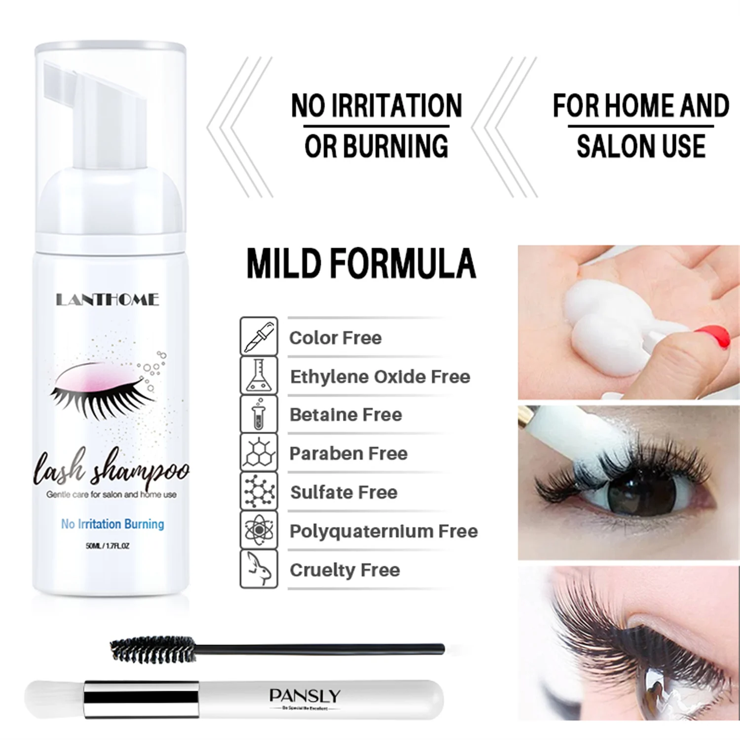 

Eyelash Extension Shampoo Foam Eyelid Deep Clean the eyelashes Cleanser For Makeup Tools Mascara Remover Glue Salon Home Use