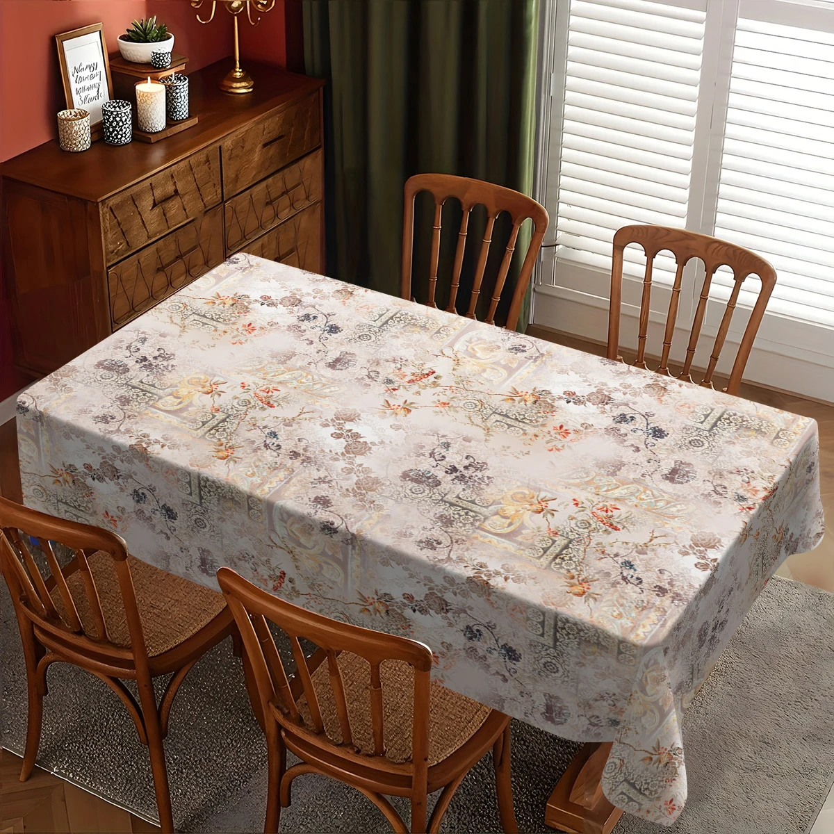 Mantel Rectangular Impermeable con Estampado Geométrico, Mantel de Poliéster para Mesa Rectangular, Decoración para Fiestas, Nappe, Mesa de Café