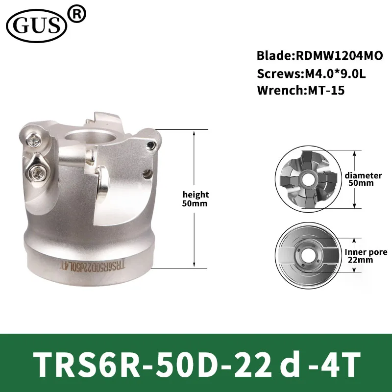 TRS 5R 6R 8R 50 63 80 100 Milling Cutter Head for FMB22 FMB27 FMB32 Tool Holder RDMW10T3 RDMW1204 RDMW1604 Carbide Round Insert