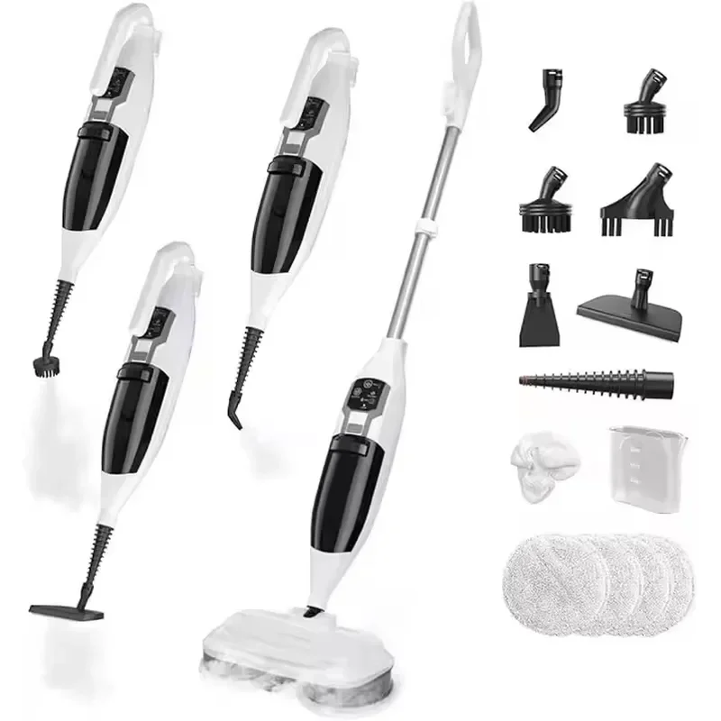 1300W Electric Steam Mop with Removable Double Water Tank Wireless Multifunctional Cleaner for Home and Car Durable Cleaning