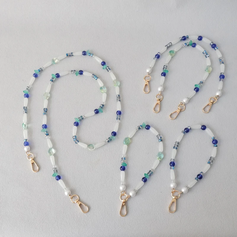 

New Fashion Woman Bag Accessory Detachable Blue Beaded Chains Cute Acrylic Luxury Strap Women Bag Green Shoulder Handle Chain