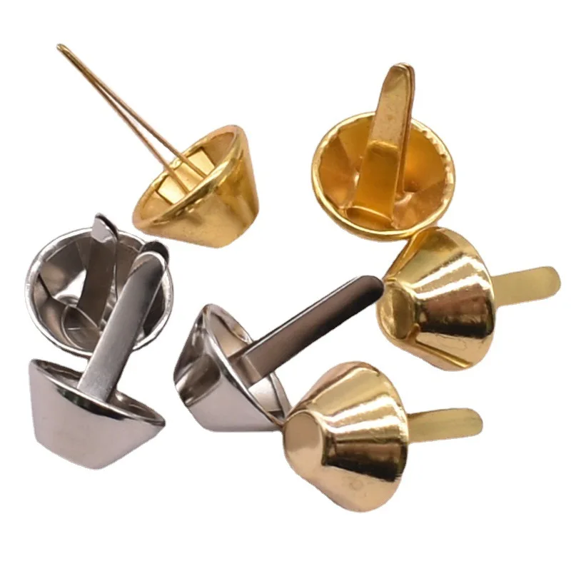 

12mm Metal Two-legged Feet Pierced Rivet Stud Spike Spot Nail for Leather Craft Bag Handbag Purse Bottom Protecting DIY Repair