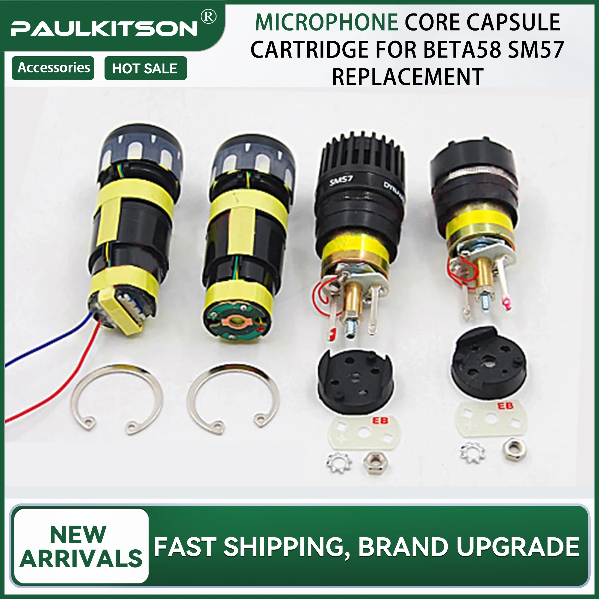 Microphone Core Capsule Cartridge for BETA58  SM57 Replacement Wired Microphone Core Heart-Shaped Dynamic Voice Regulator
