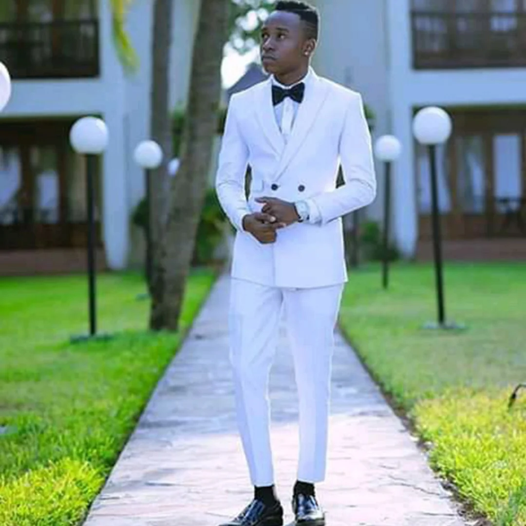 Men's White Suits Groom Tuxedos Party Dinner men latest coat pant designs Groomsmen Tuxedos For Wedding (Jacket+Pants)