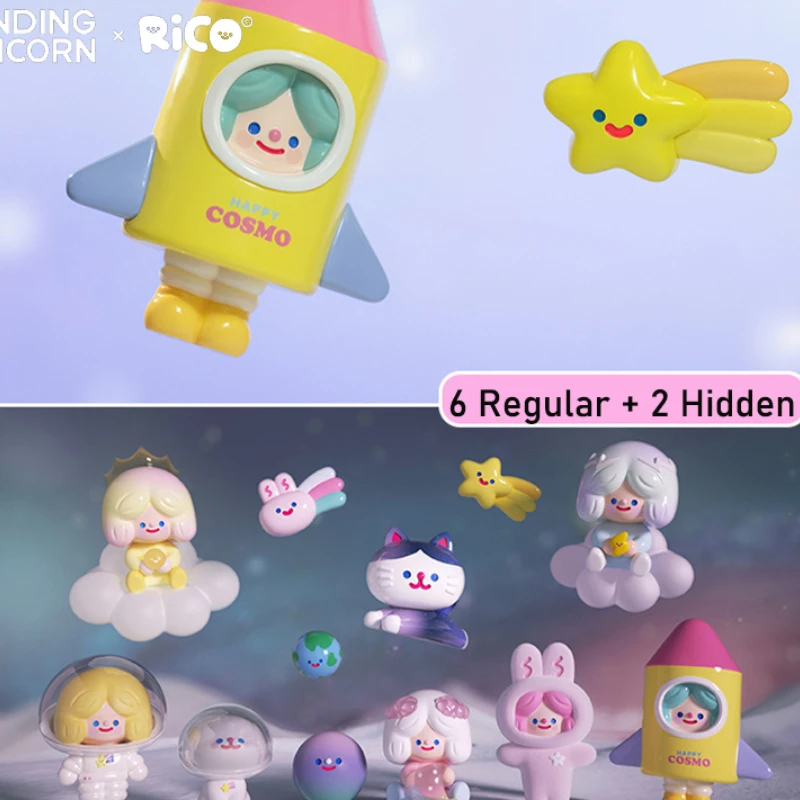 

Origina RiCO Happy Cosmo Present Series Surprise Blind Box Cartoon Designer Dolls Mistery Figure Kawaii Trendy Toys Girls