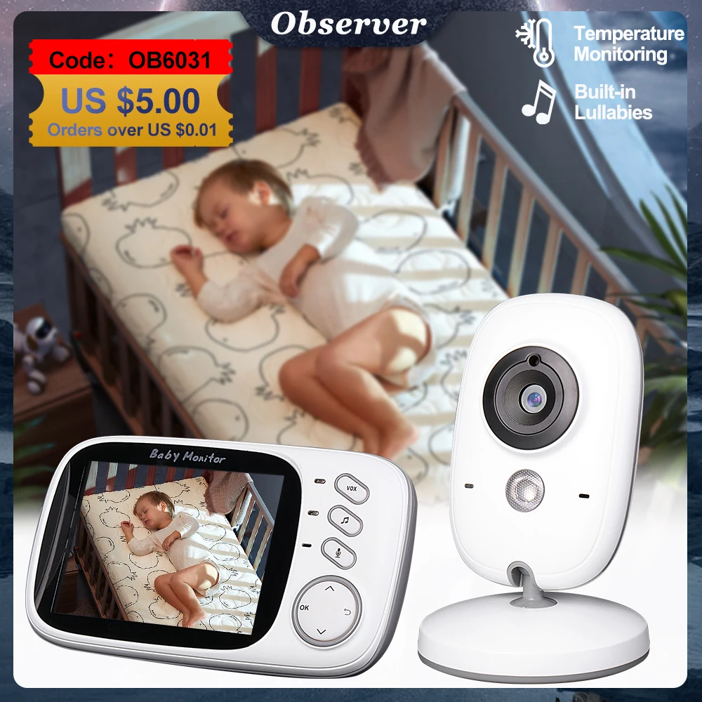 VB603 Video Baby Monitor 2.4G Two-way Audio Surveillance Camera with Temperature Display Mother Kids IR Night Vision Baby Items