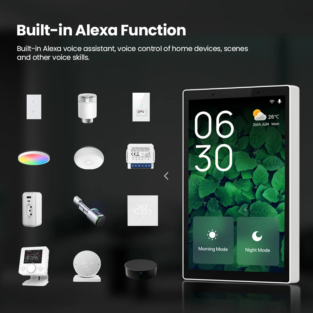 AVATTO WiFi Smart 5-inch Touch Screen,Built-in ZigBee Gateway Hub & Alexa & 2gang Switch,Tuya Scene Control Panel