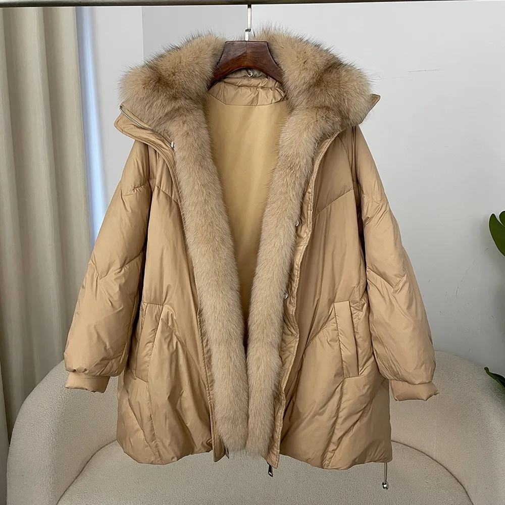 2024 Women\'s Fashion New Autumn-winter Warm True Fox Collar Goose Down Coat Thick Women\'s Coat Luxury Women\'s Coat