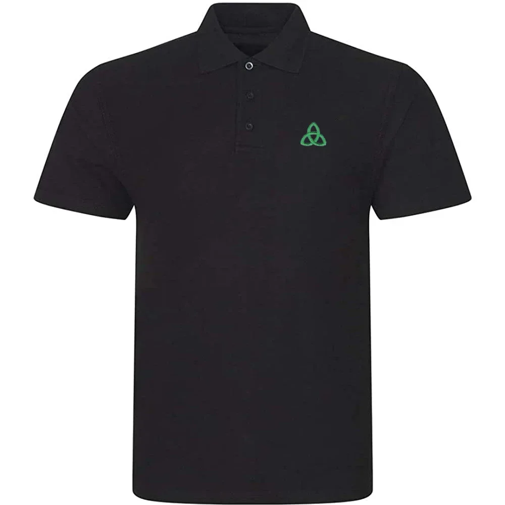 Lyprerazy Men's Casual Polo Shirt Irish Knot Icon Embroidered Short Sleeve Golf Polo-Shirt