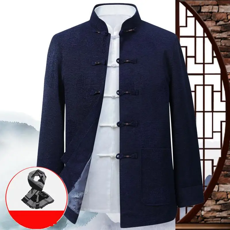 

Spring Autunm New Male Cotton Linen Jacket Kung Fu Tang Suit Performance Clothing Men Tai Chi Embroidery Wushu Clothing