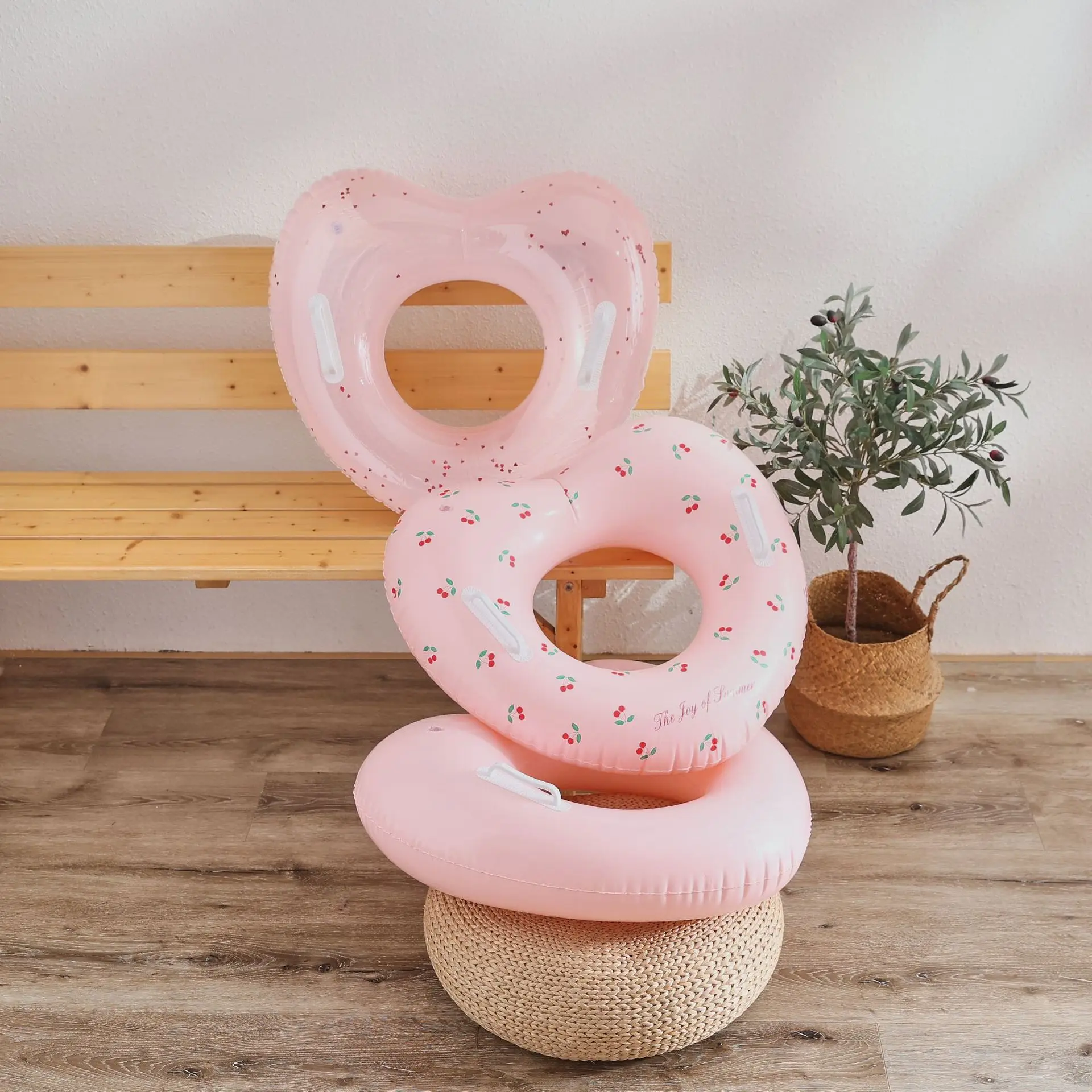 

1PC Inflatable Swimming Ring, Cute Pool Float Tube Heart Swim Tubes Outdoor Pool Beach Water Floats Party Supplies