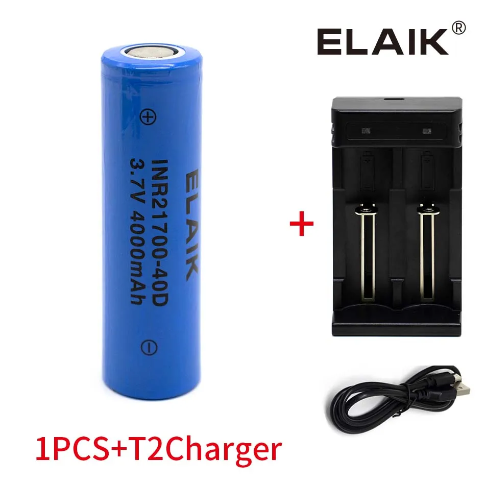 New 21700 INR21700 Rechargeable Lithium 4000mAh 3.7V Power Battery High Discharge High Drain Li-ion Battery HD Cell +charger