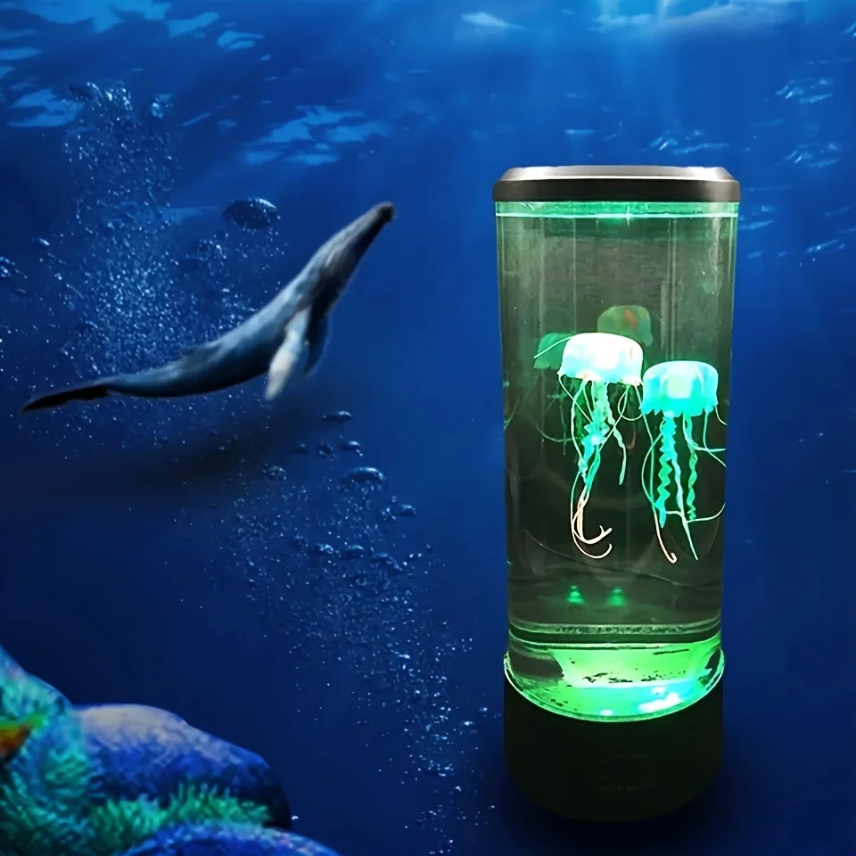 Lampada lavica medusa a LED che cambia colore-luce notturna per decorazioni per la casa e luce notturna regalo alimentata a batteria/doppio uso USB