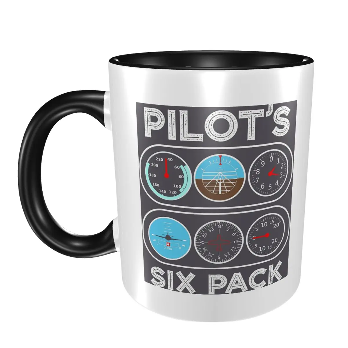 Pilot Top Airplane Six Pack Flight Instruments Mug Funny Ceramic Coffee Cups Tea Mugs Milk Cup Drinkware Gift for Friends