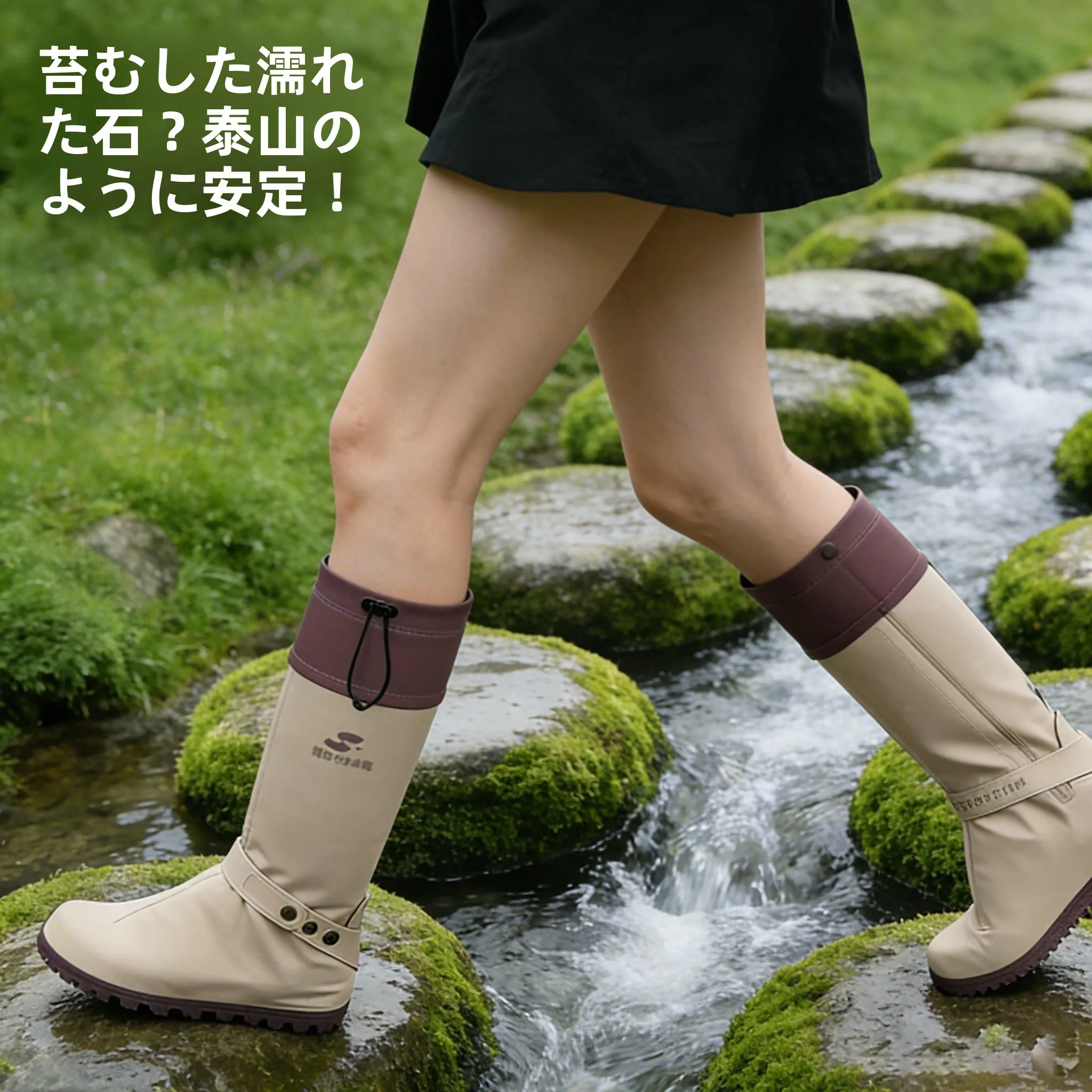 防水ハイキングブーツカバー-厚手ハイカット-草原茶カード-ソルトレイク-アウトドアレインブーツ-登山靴カバー