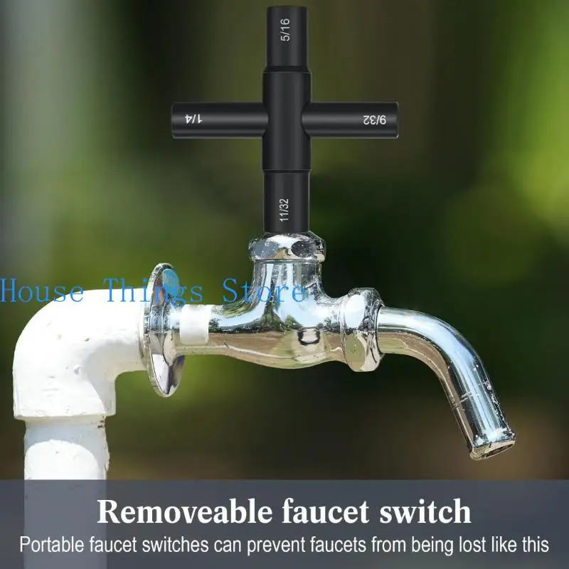 

652F 2x 4 Way Sillcock Key Heavy Duty Water Key Steel Water Key for Valves Faucet