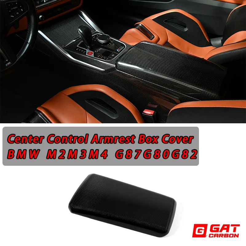Dry Carbon Fiber For BMW G80M3 G82M4 G87M2 Car Accessories Center Control Armrest Storage Box Cover Trim