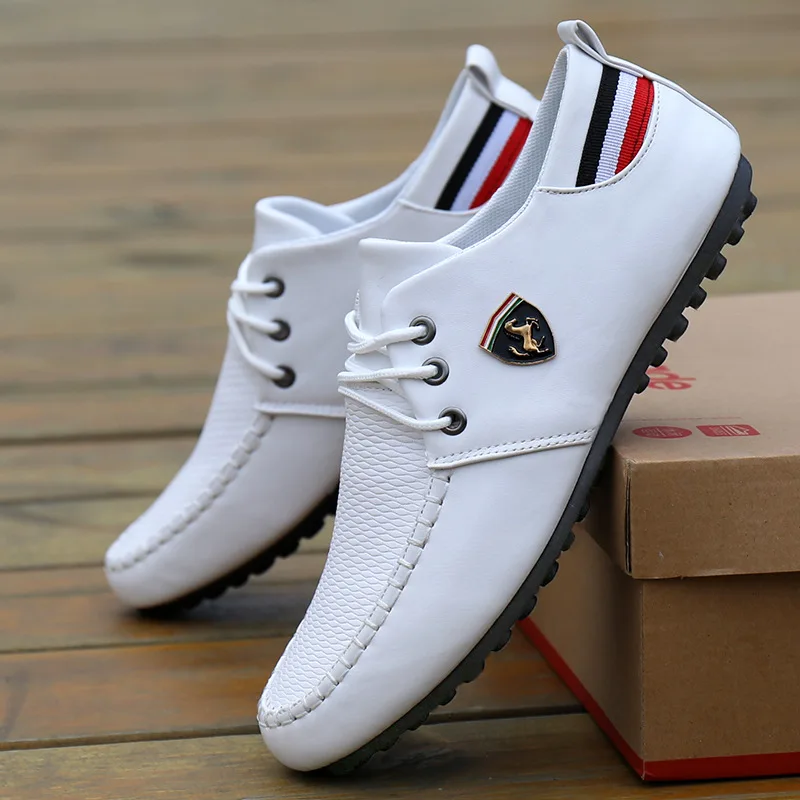 Spring and Autumn men\'s casual small leather shoes trendy and versatile wear-resistant bean shoes small white shoes for men