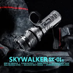 LOOP Gear SK-01S LEP Flashlight White 910LM Zoom EDC Aluminium Alloy Tactical Torch Strong Light with 18350 Battery for Camping