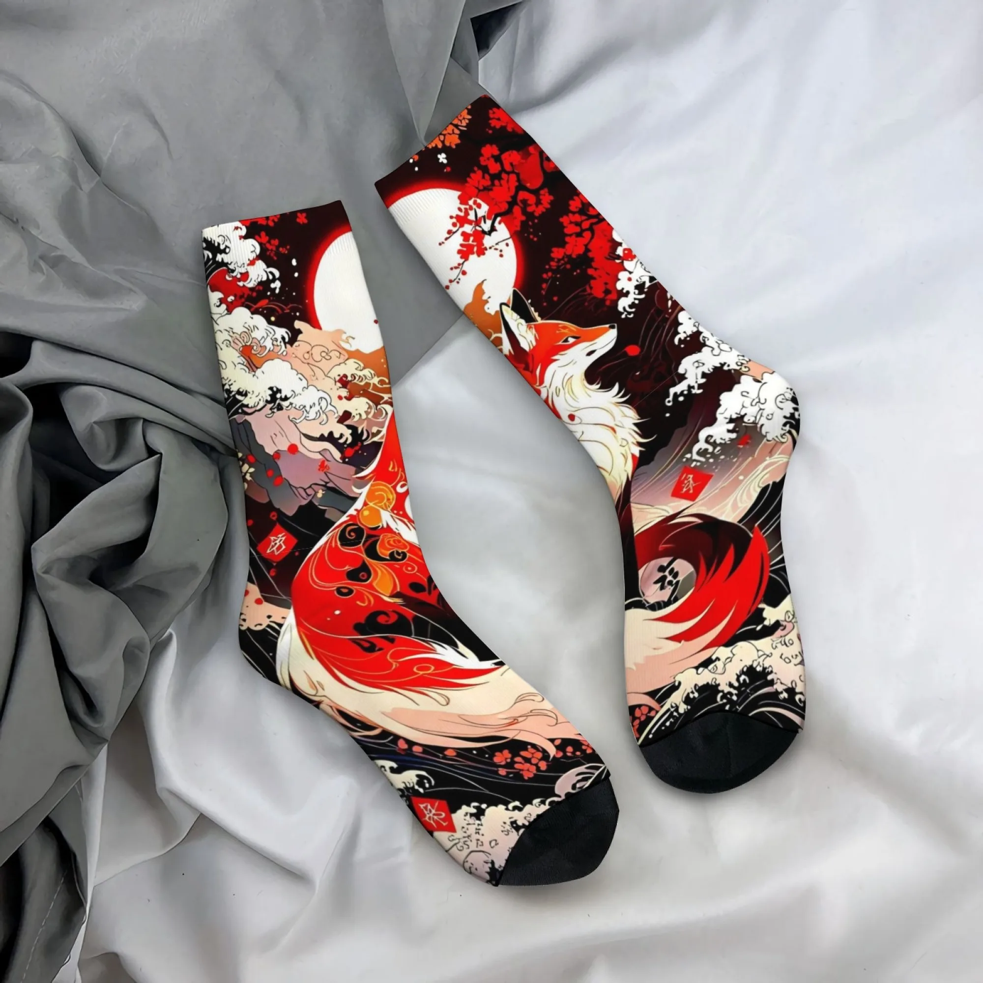 

Japanese-Style Ukiyo-e Fox Socks Harajuku Retro Style Casual Fashion Men's Socks Street Hip-Hop Funny Socks Novelty Party Gifts