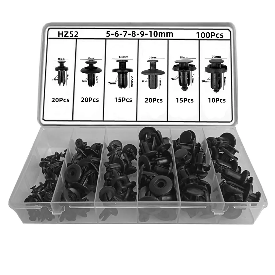 

8mm 6mm 7mm 5mm 9mm 10mm Car Bumper Box Fastener Clip Universal Auto Mudguard Plastic Screw Rivet Bag Packed Clamp