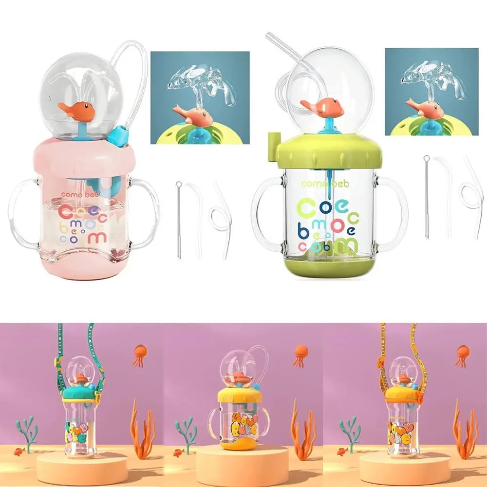 

Double Drinking Lid Whale Fountain Tumbler Leak Proof Widened Handle Insulated Water Bottle 220ml 350ml Whale Spray Sippy Cup