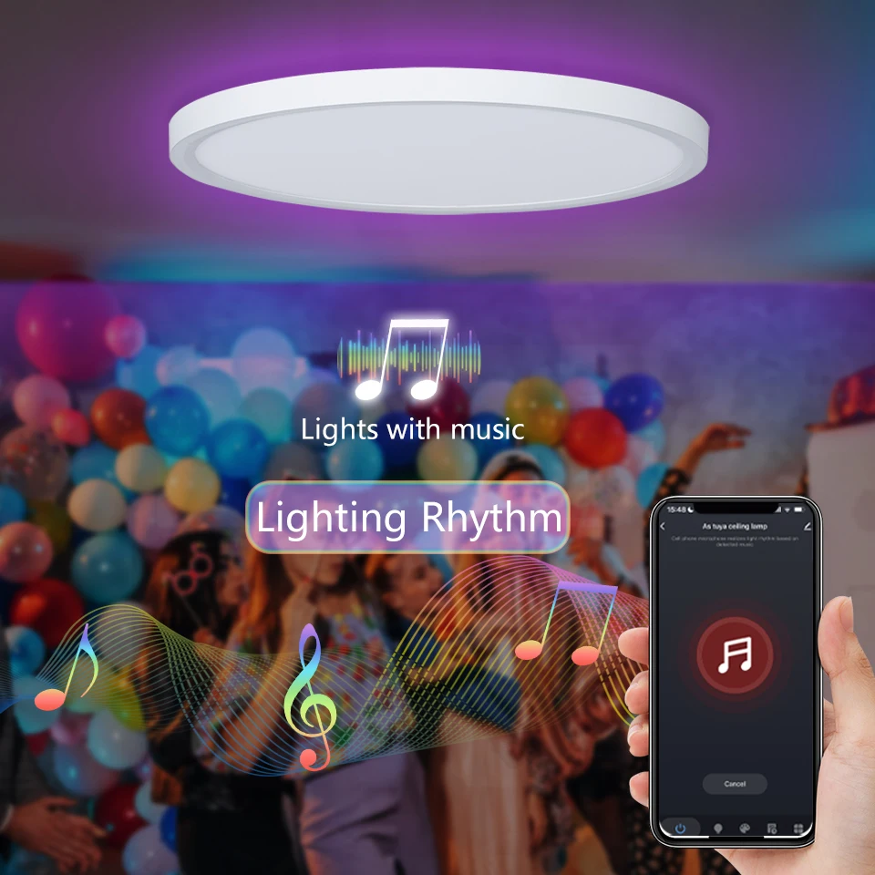 MARPOU RGB Smart Lamp led ceiling light With alexa Google Voice Control App Remote control Ultrathin led lights for room Bedroom