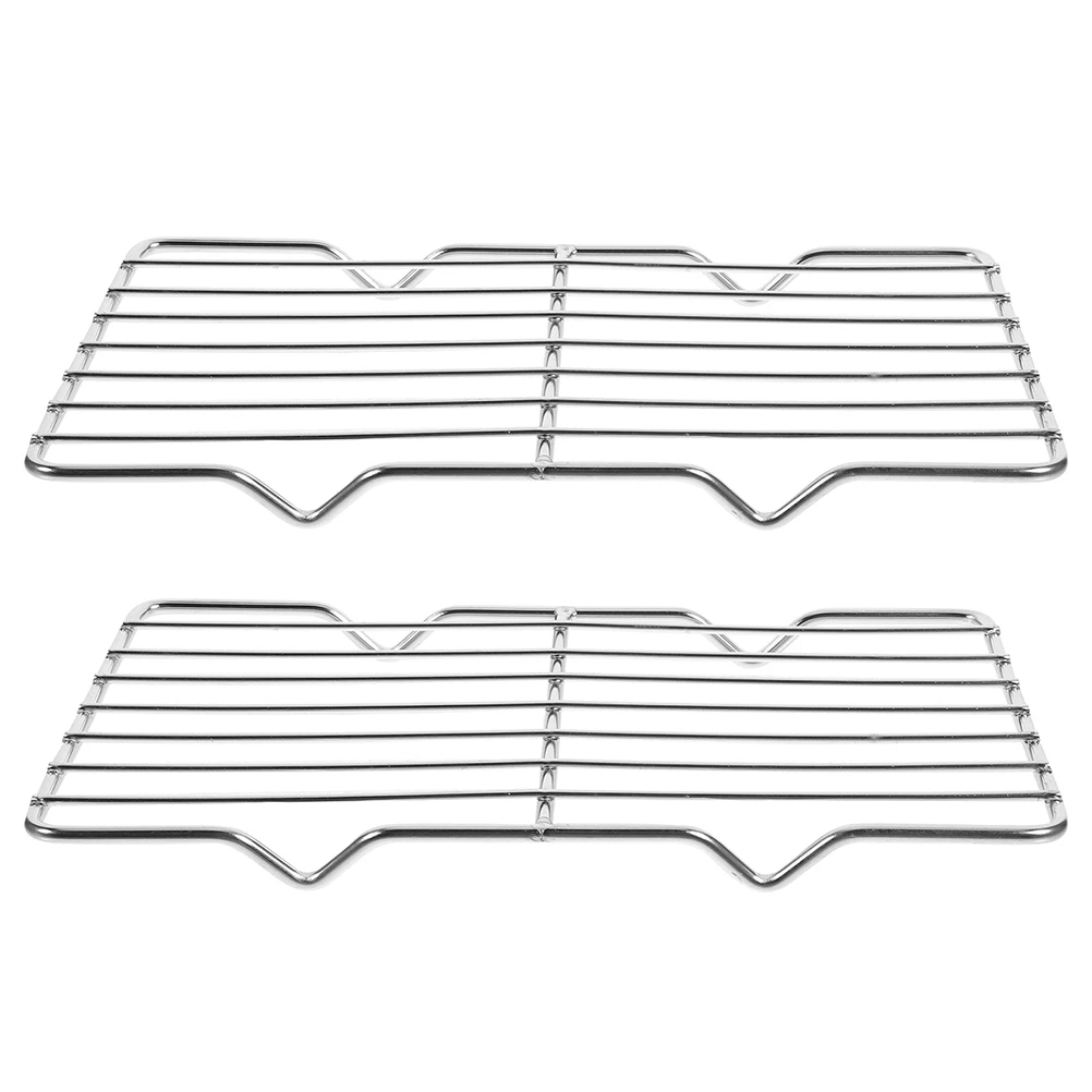 

2pcs Stainless Steel Grilling Rack 30Cm Multi-Use Roasting Baking Cooling Wire Rack For Bbq Oven Cooking Grill Mesh Mat Kitchen