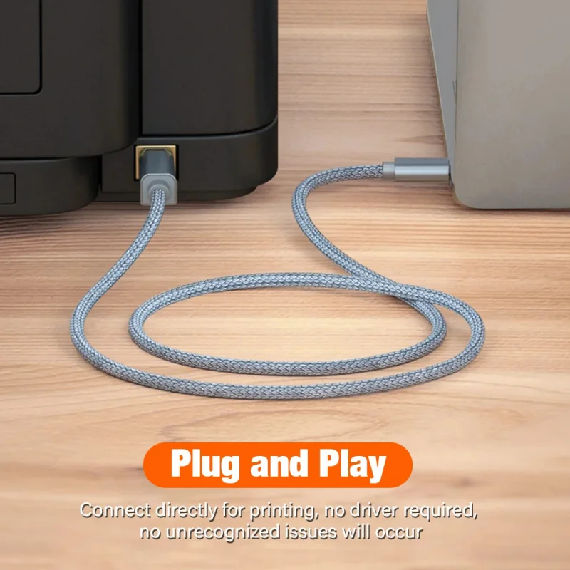 USB C to USB B 2.0 Printer Cable Fax Machine Scanner Electronic Organ Adapter Type C to USB B Cable for Laptop MacBook Printer