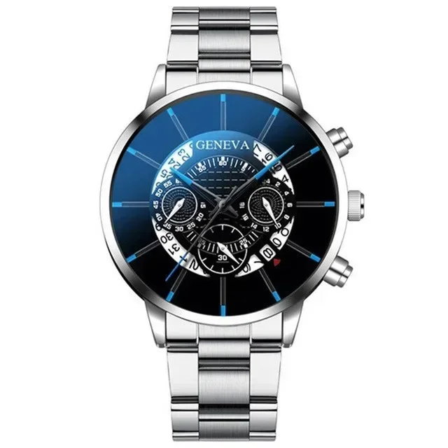 Reloj con correa de acero con calendario, reloj de cuarzo con esfera grande para hombre, reloj de comercio exterior transfronterizo para hombre, venta al por mayor