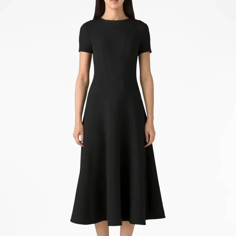 Vestido acampanado de manga corta con cuello redondo para mujer, liso, OL, moda, nuevo, 2023, 32009