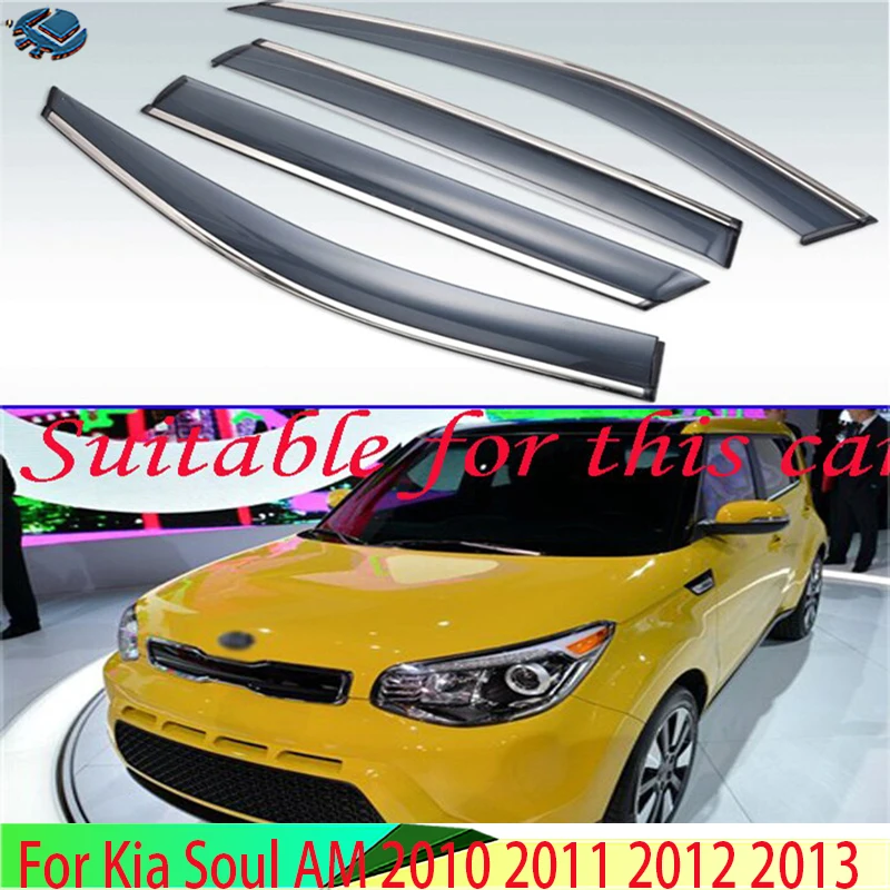 For Kia Soul AM 2010 2011 2012 2013 Plastic Exterior Visor Vent Shades Window Sun Rain Guard Deflector 4pcs