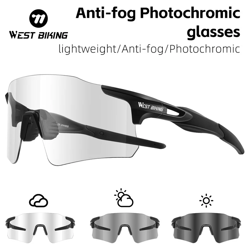 WEST BIKING Anti-Fog Cycling Glasses Aesthetic Rimless Photochromic Sunglasses Lightweight MTB Road Bike Goggles Sport Eyewear