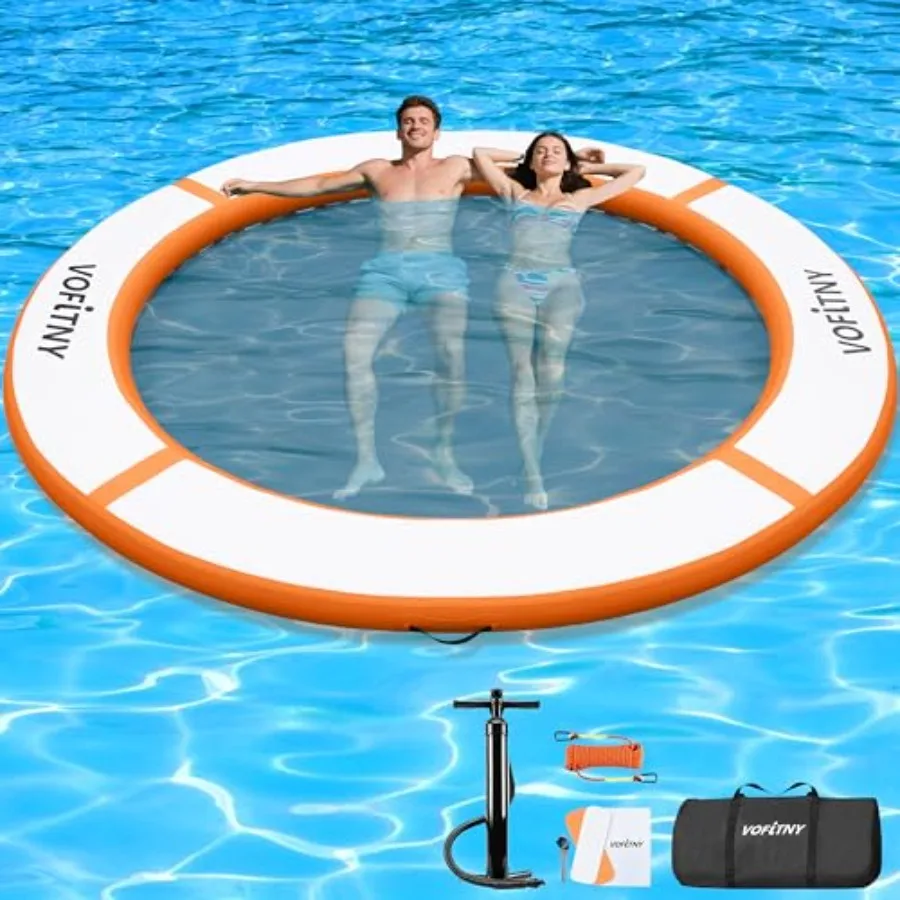

Inflatable Water Hammock for Lake Pool Beach Ocean Use; Heavy Duty PVC Material; Blue Color; Extra-Stable Round Floating Ring D