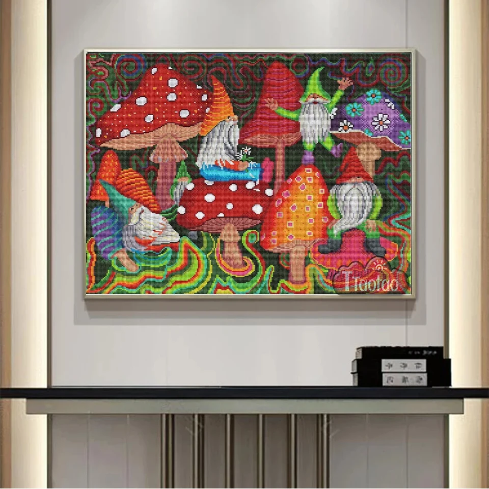 Cartoon Mushroom Gnome Christmas Diamond Painting 5D DIY Full Square Round Mosaic Rhinestone Bead Embroidery Home Decor Crafts