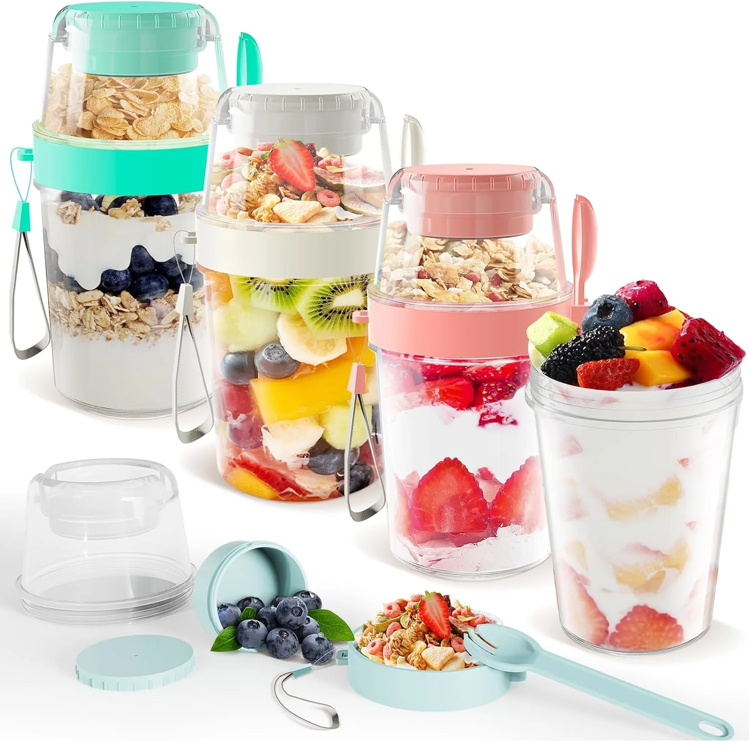 27oz Yogurt Parfait Salad Cups Breakfast On The Go Cups Shaker Portable Fruit Cereal Vegetable Light Meal With Fork Crunch Cup