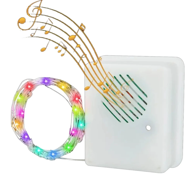 DIY Christmas Sound Sensor With LED String Decorative Lights Christmas Music Speaker For Party Xmas Tree Deco