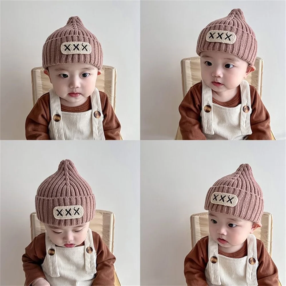 Cute Baby Hat Knitted Letter Cap Winter Warm Children's Girl Boy Hat Beanie Baby Bonnet Muts For Newborn Ear Thick Warm Kids Hat