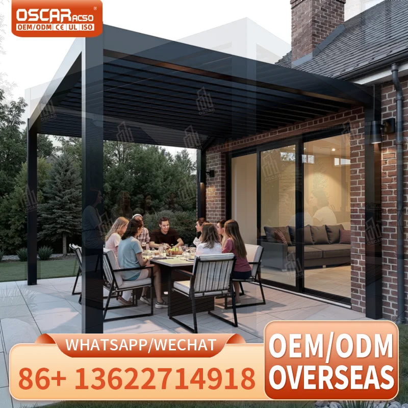 Wholesale Outdoor Aluminium Bioclimatic Louvre Pergola Modern Style Custom Sizes 5x3 4x3 6x4 For Gardens Patios Backyards pergol