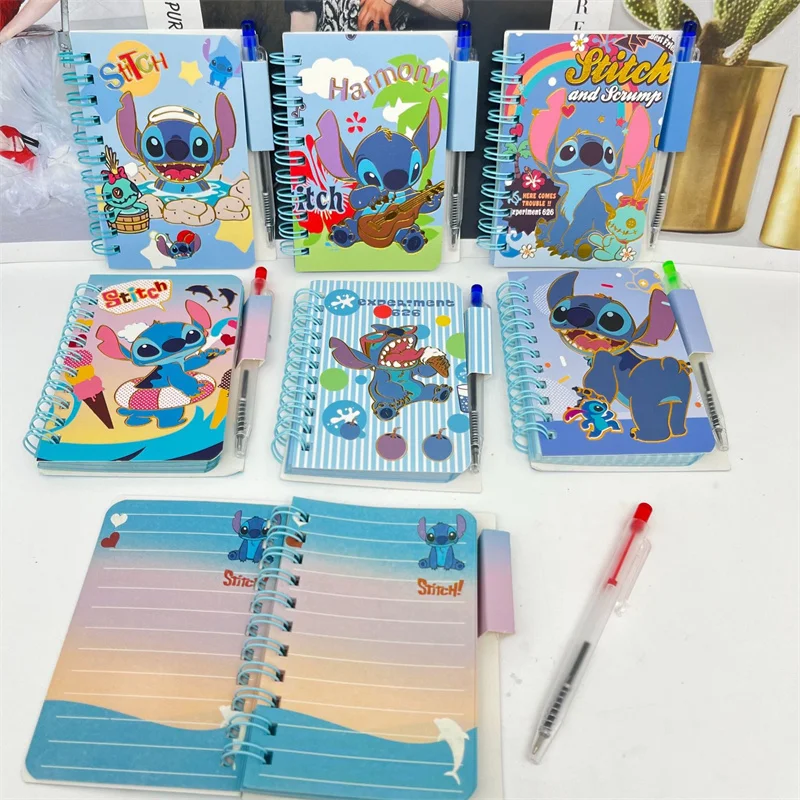 12pcs/lot Kawaii Disney Stitch Memo Pad Sticky Note Cute With Pen Notebook Stationery Label Notepad Post Office School Supplies