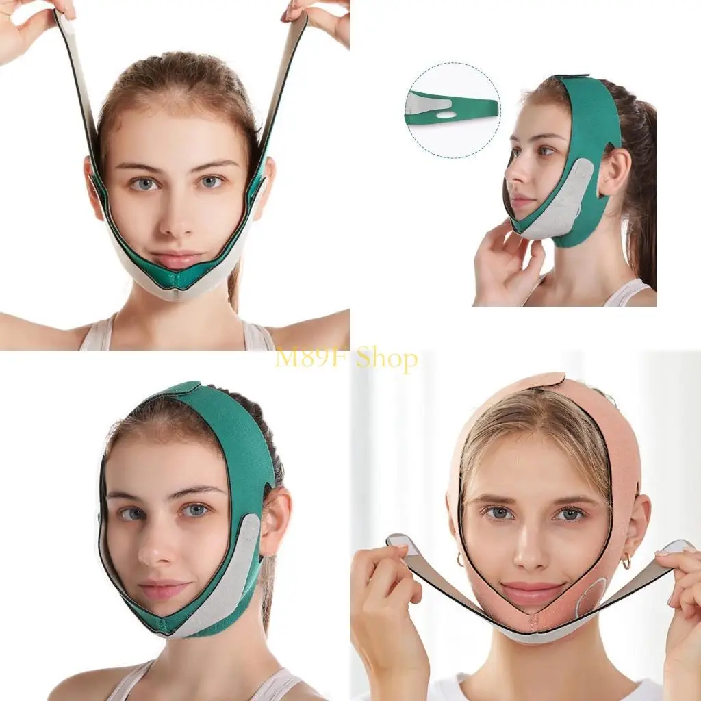 M89F 얼굴 셰이퍼 턱 뺨 리프트 벨트 브레이스를위한 탄성 얼굴 슬리밍 붕대 V 라인