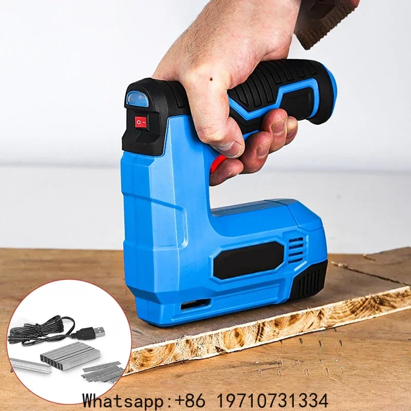 2 in 1 Electric Staple Nail Gun Cordless Stapler Needles For Wood Home DIY Paper Leather USB Rechargeable Home Owners Upholstery