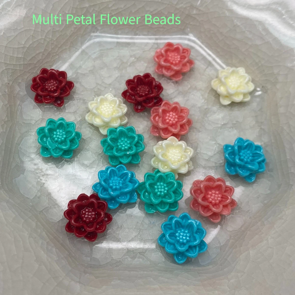 10Pcs DIY Multi Petal Flower Beads Shell Powder Isolation Beads 13mm For Jewelry Making DIY Bracelet Necklace Chains Accessory