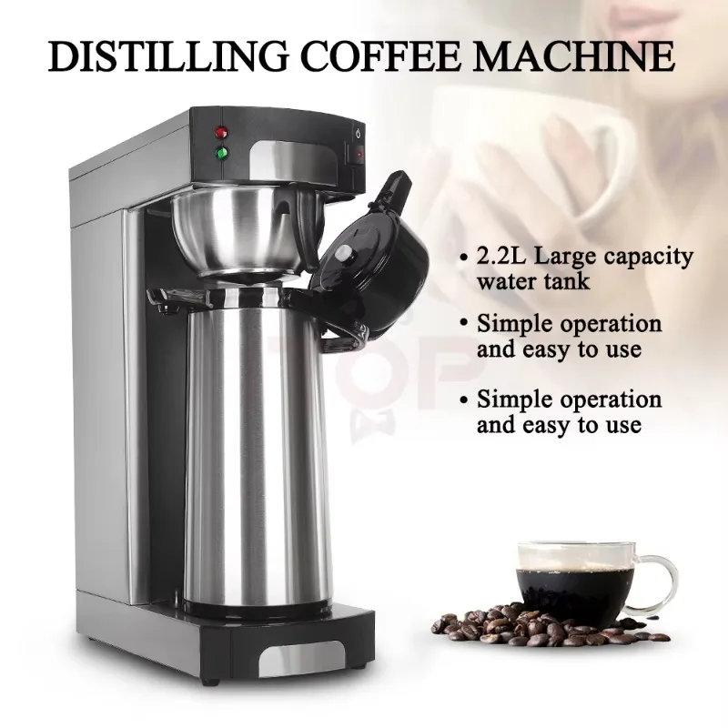 

2.2L Stainless Steel Coffee Maker Machine - Simple Operation Automatic Commercial Drip Coffee Maker for Restaurant