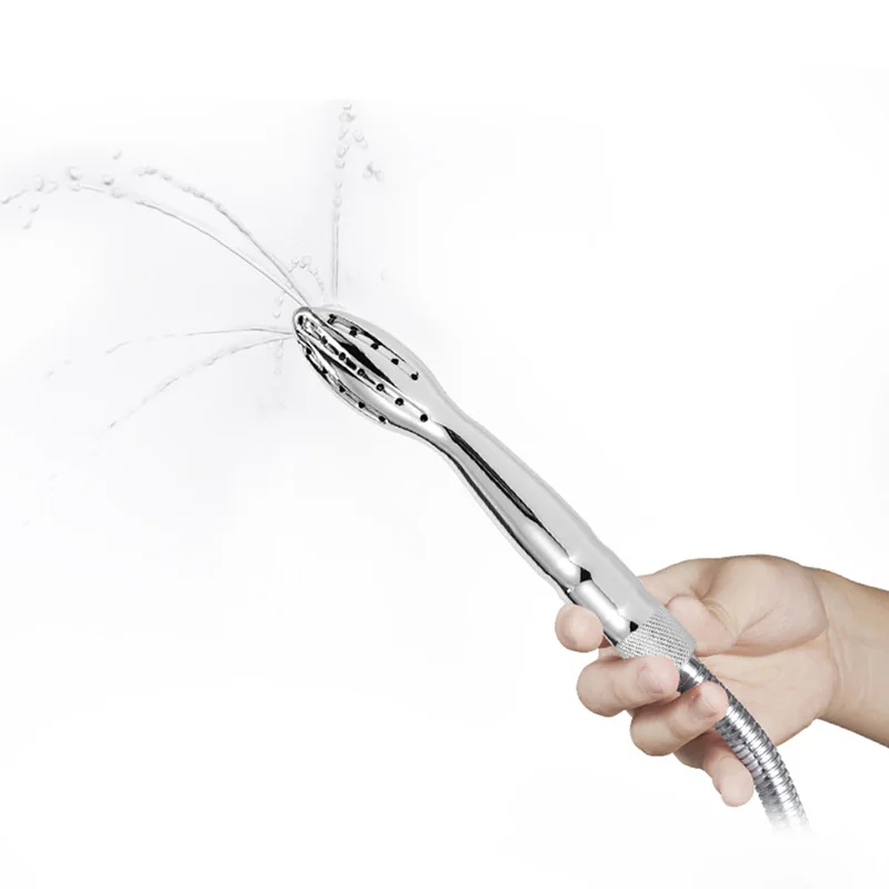 Aluminum Alloy Silver Bidet Anal Enema Shower Head Anus Cleaning Wash Douche Portable Sprayer Thread G1/2' Cleaner Bathroom