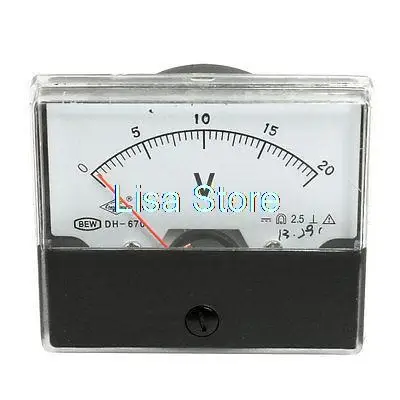 Rectangle Dial Panel Gauge Voltage Voltmeter DC 0-20V DH670