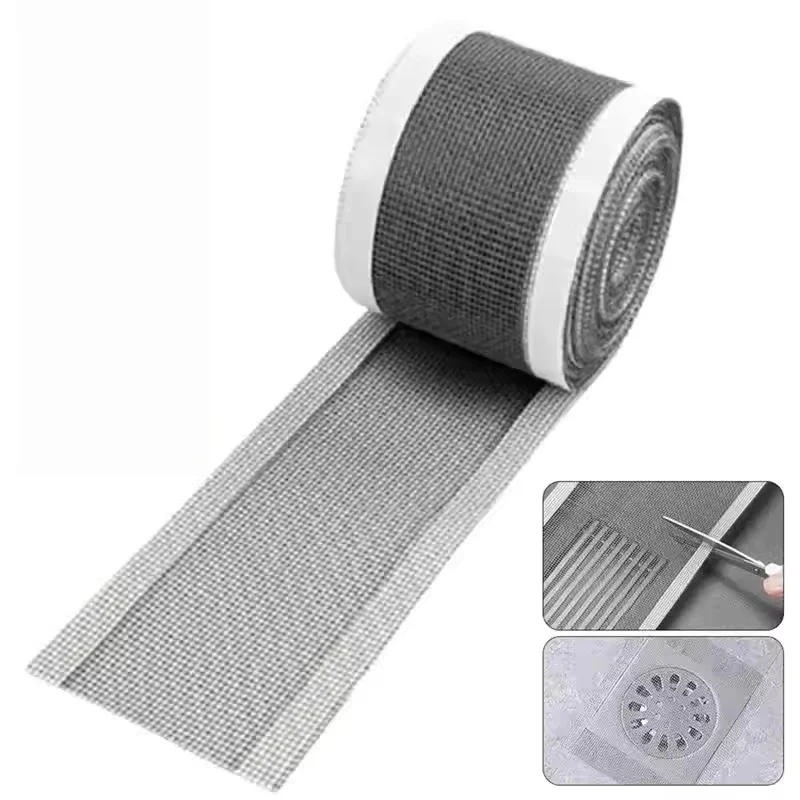 

1PC 4m/157.48inch Cuttable Shower Drain Hair Catcher Self-Adhesive Floor Drain Stickers Disposable Mesh Bathroom Kitchen Sink