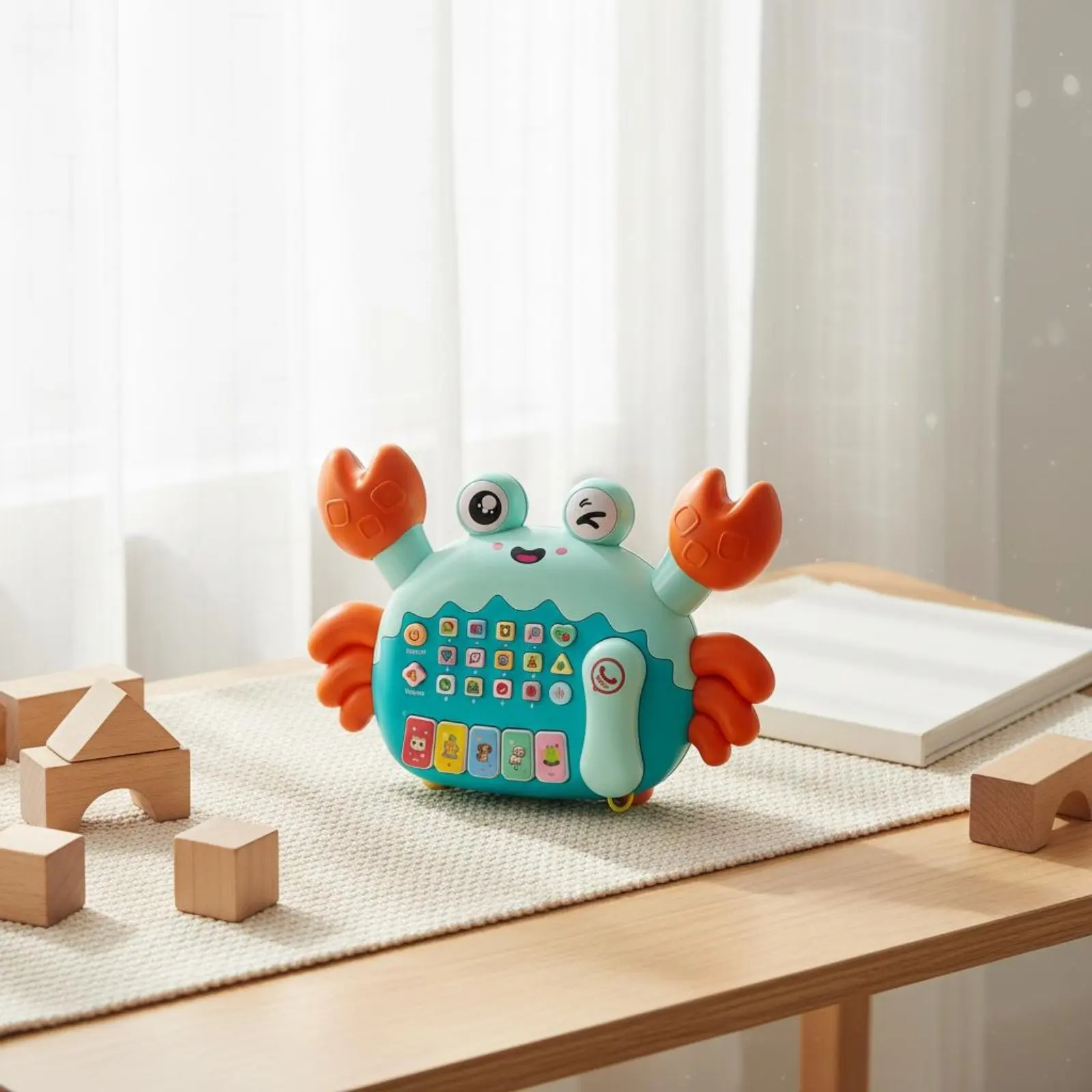 Crab Phone Toy Music and Sound Effects Educational Toy Phone Realistic Design Hand-Eye Coordination for Babies